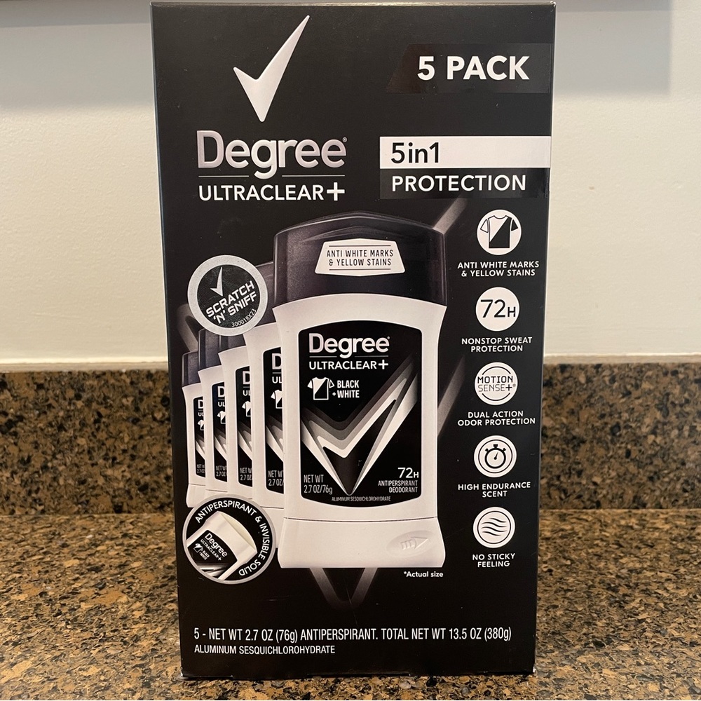 Degree Antiperspirant/Deodorant Ultraclear Black + White 5-pack box 🕶️